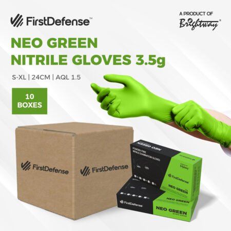 FirstDefense Neo Green Nitrile Gloves (10boxes/carton)