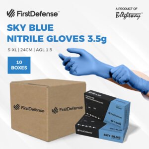FirstDefense Sky Blue Nitrile Gloves (10boxes/carton)