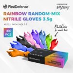FirstDefense Rainbow Random-Mix Nitrile Gloves (3.5g/100pcs)