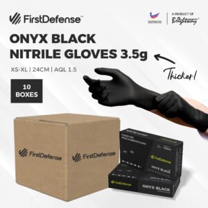 FirstDefense Onxy Black Nitrile Gloves (10boxes/carton)
