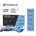 FirstDefense Sky Blue Nitrile Gloves (3.5g/100pcs)