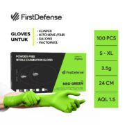 FirstDefense Neo Green Nitrile Gloves (3.5g/100pcs)