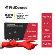 FirstDefense Core Red Nitrile Gloves (3.5g/100pcs)