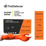 FirstDefense Turbo Orange Nitrile Gloves (3.5g/100pcs)