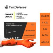 FirstDefense Turbo Orange Nitrile Gloves (3.5g/100pcs)